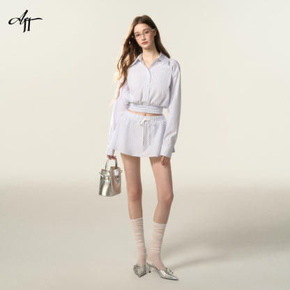 Cropped Striped Shirt And A-Line Mini Skirt