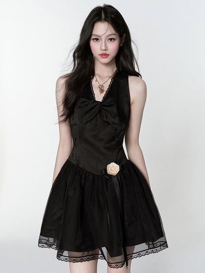 Twist-Front Sheen V-Neck Dress