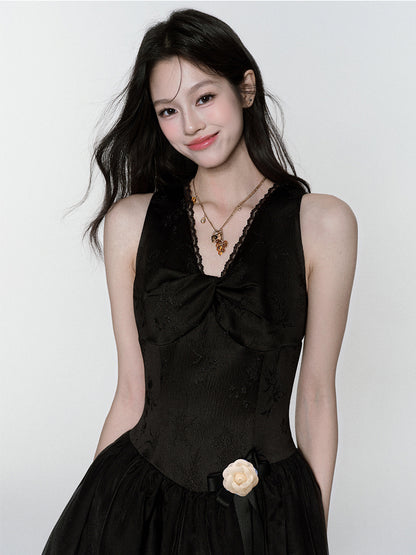 Twist-Front Sheen V-Neck Dress