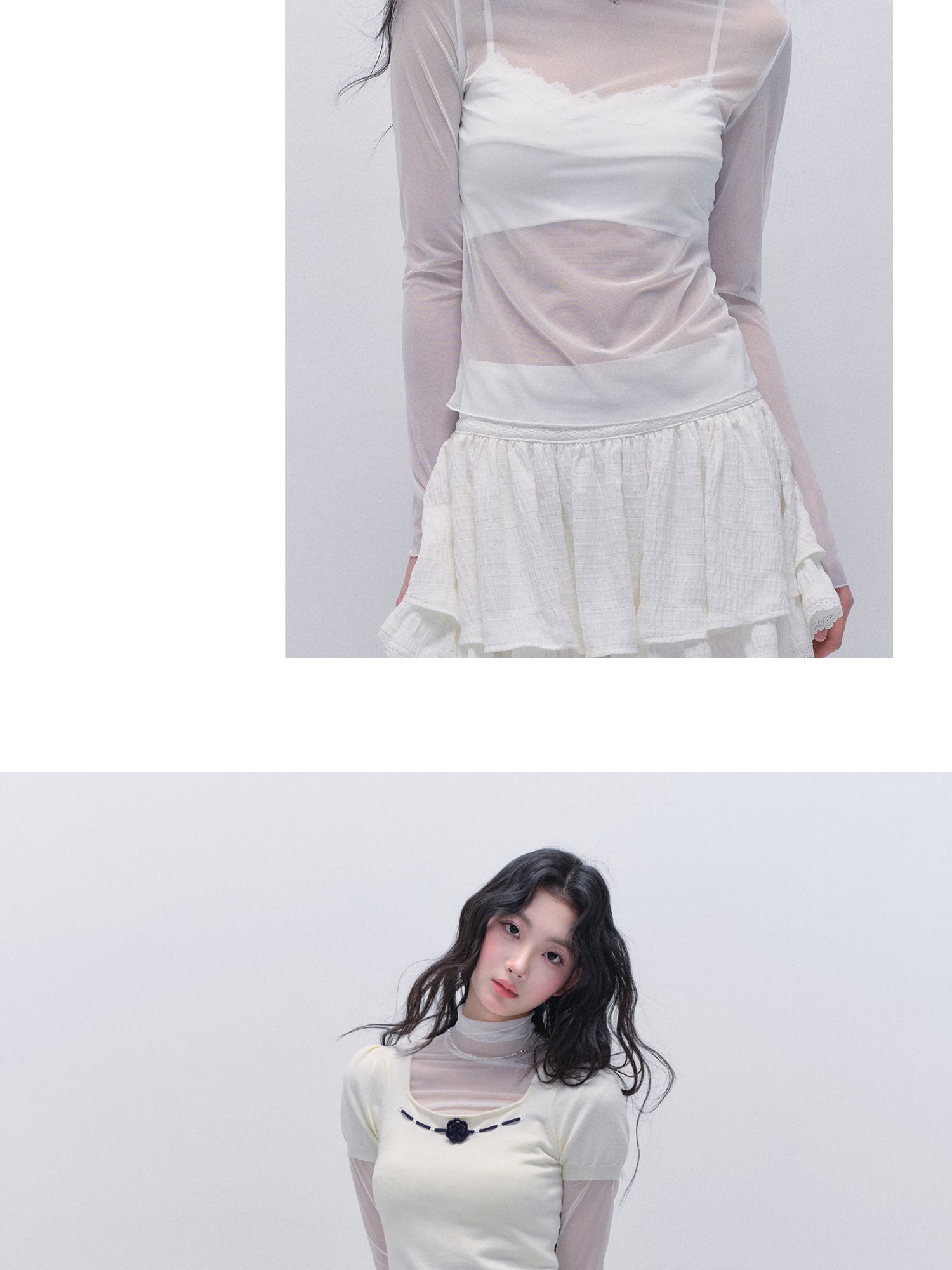 Versatile Sheer Turtleneck Mesh Top