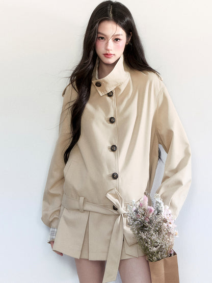 Belted Short Trench Coat