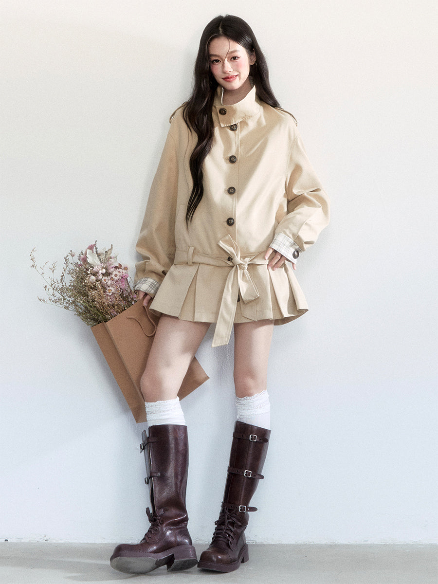 Belted Short Trench Coat