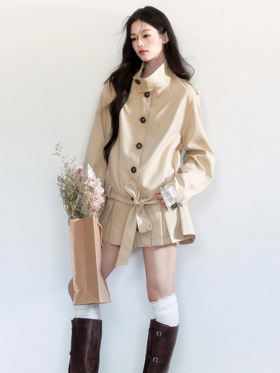 Belted Short Trench Coat