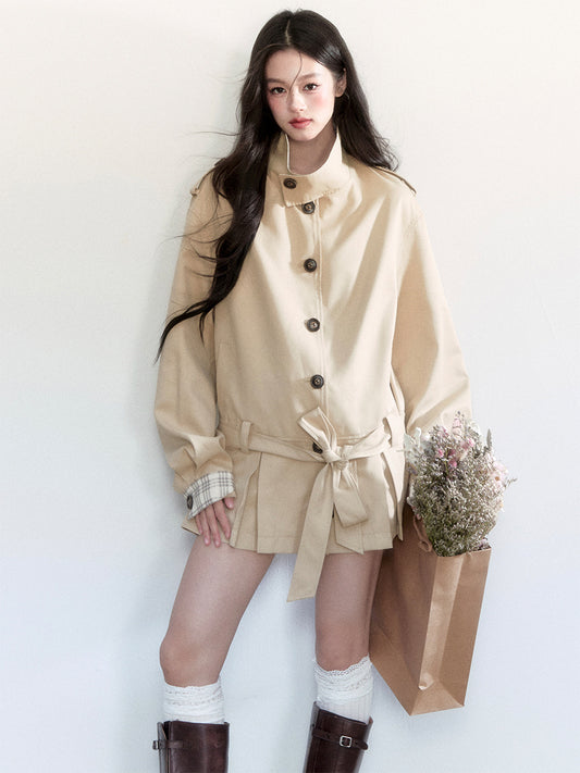 Belted Short Trench Coat