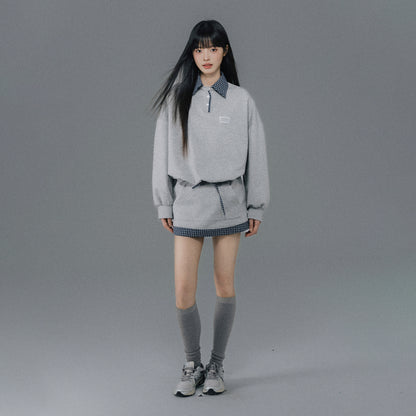Sweatshirt Dress With Check Layer Look