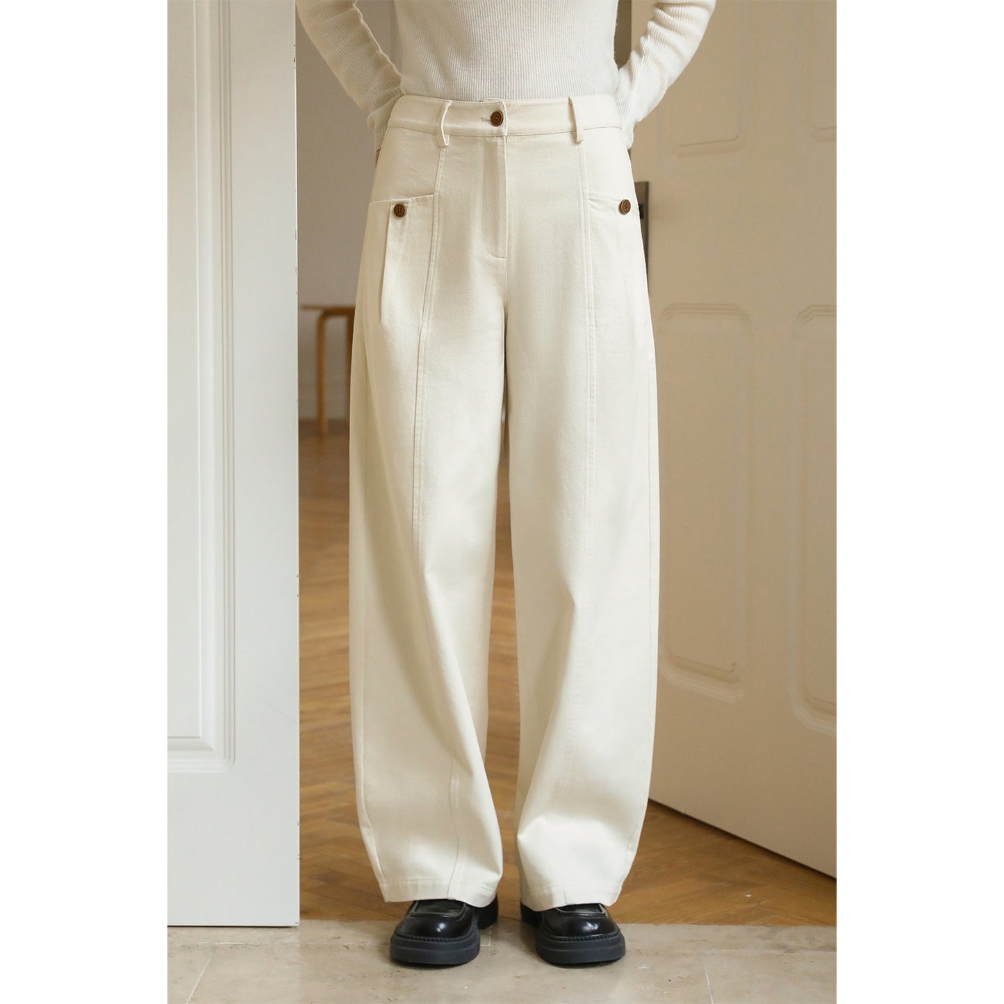 Center-Seam High-Waist Casual Pants
