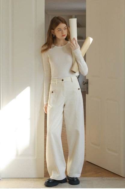 Center-Seam High-Waist Casual Pants