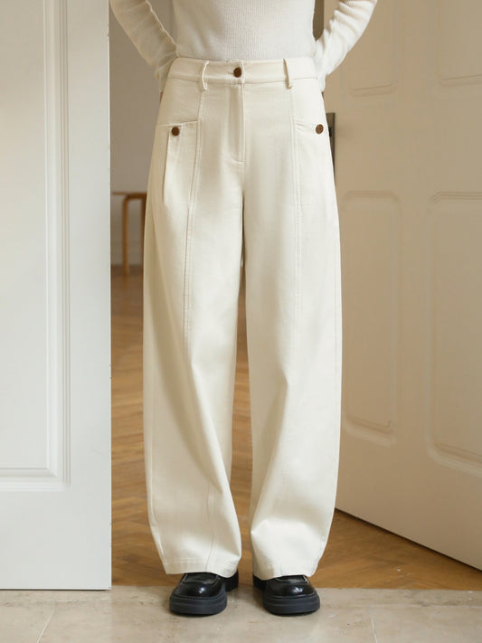 Center-Seam High-Waist Casual Pants
