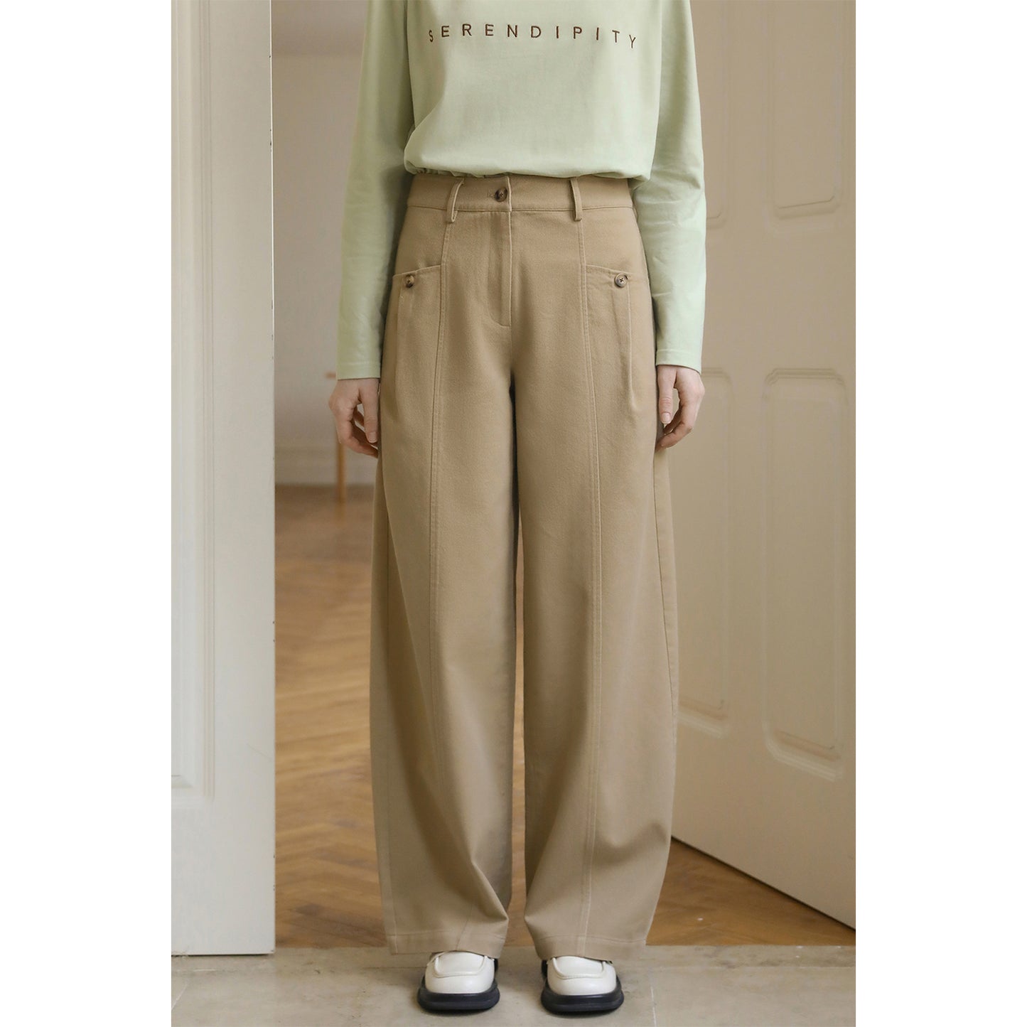 Center-Seam High-Waist Casual Pants