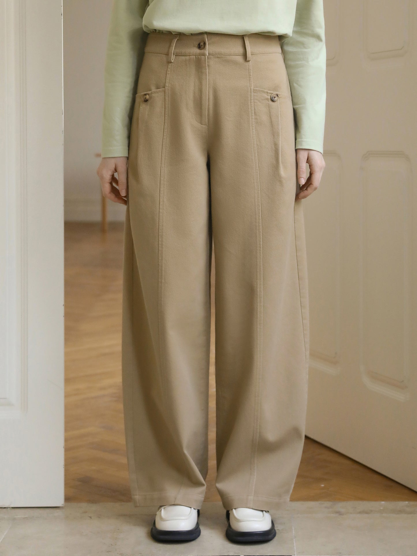 Center-Seam High-Waist Casual Pants