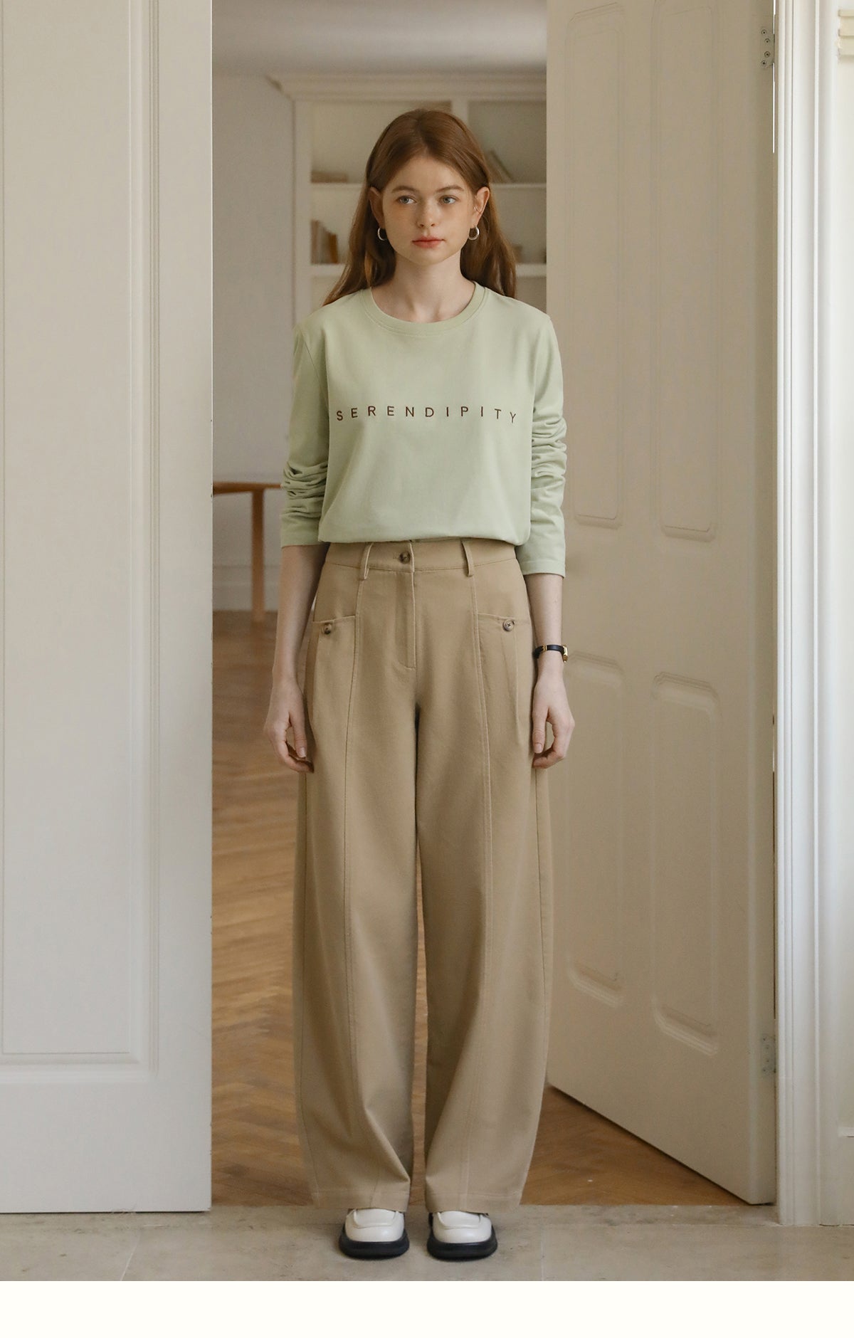 Center-Seam High-Waist Casual Pants