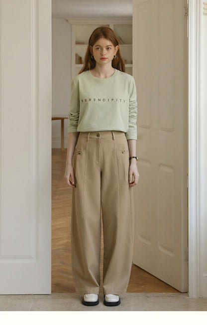 Center-Seam High-Waist Casual Pants