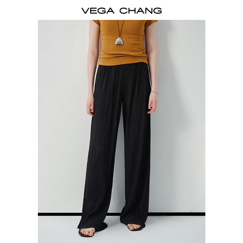 Crinkled Straight-Leg Pants