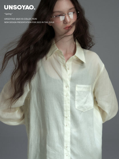 Stripe-Textured Sun Protection Shirt