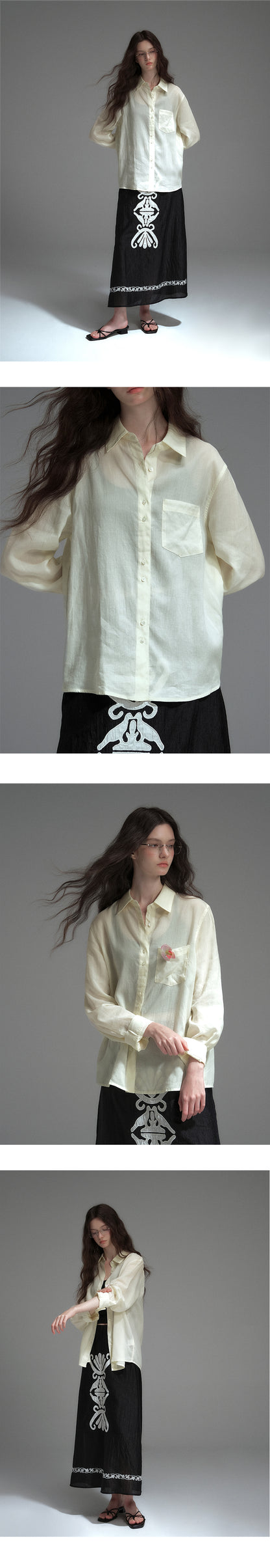 Stripe-Textured Sun Protection Shirt