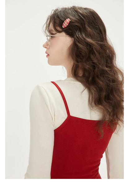 Ruffle Hem T-Shirt And Matching Tomato Camisole
