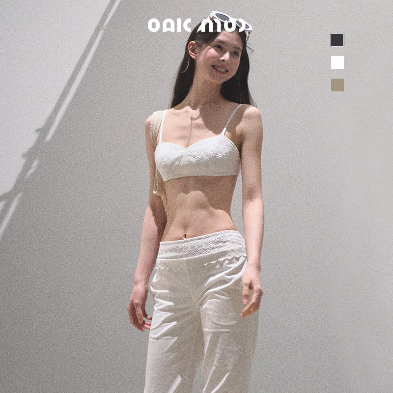 Embroidered Bra Top & Low-Rise Matching Pants