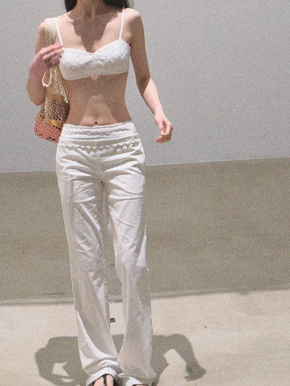 Embroidered Bra Top & Low-Rise Matching Pants