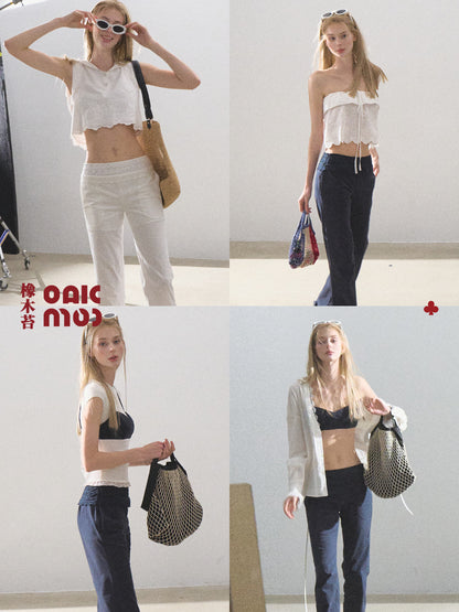 Embroidered Bra Top & Low-Rise Matching Pants