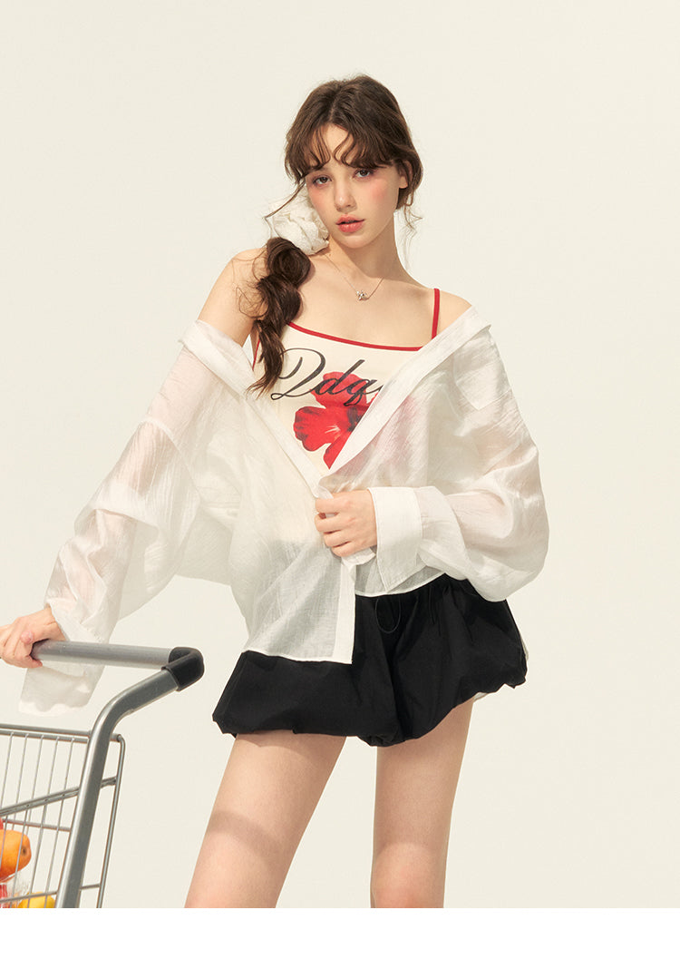 Contrast-Edged Floral Print Fitted Camisole