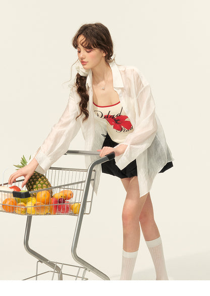 Contrast-Edged Floral Print Fitted Camisole