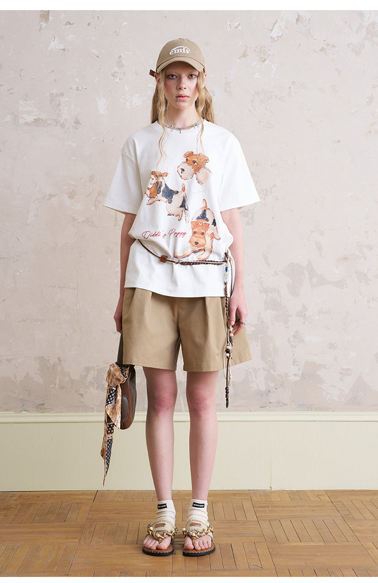 Tuck Shorts With Beaded Tie Belt