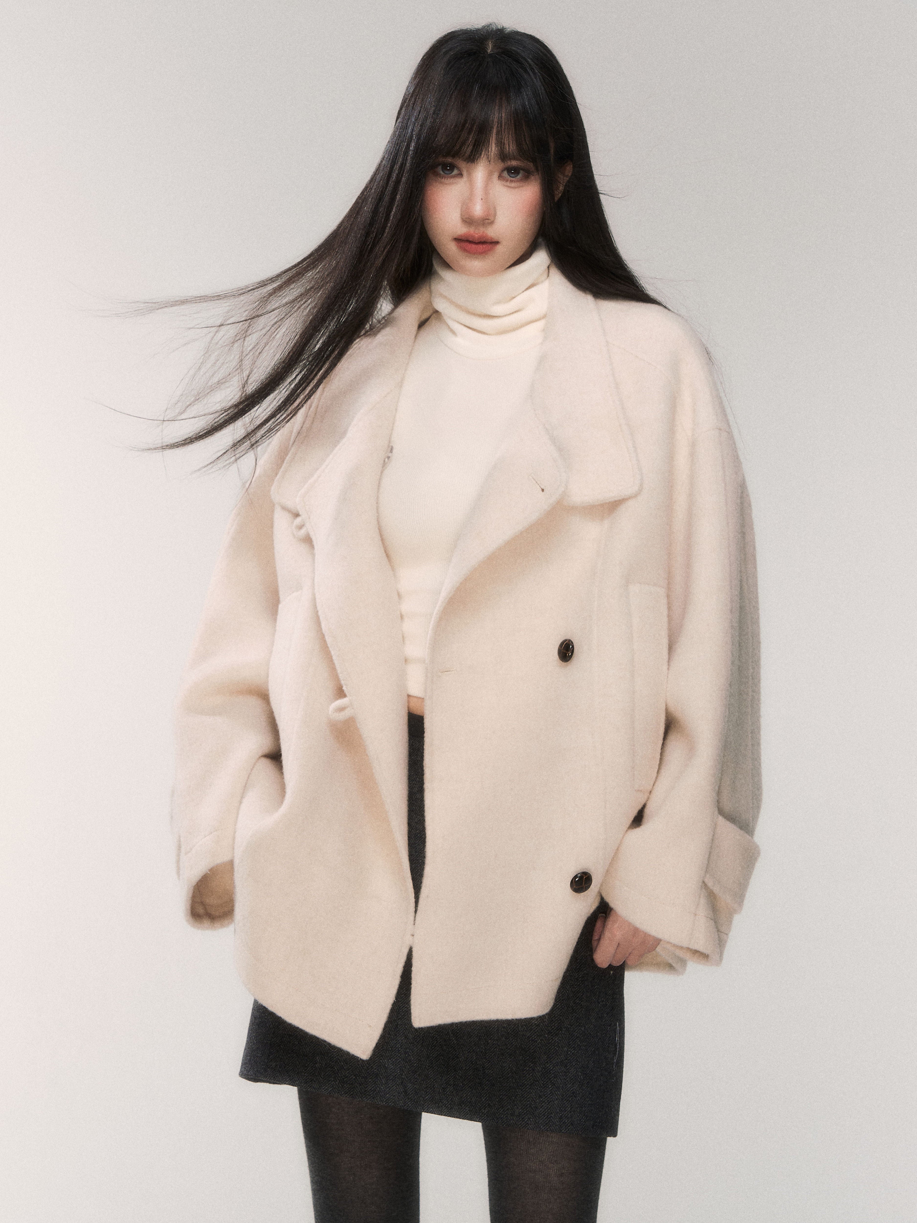 ounce lily alpaca half coat コート　韓国　美品 Double-Faced Alpaca Blend Wool Short Coat – MILL MINORITY