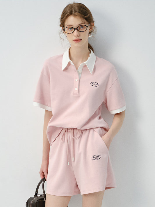 Embroidered Polo Shirt And Shorts Outfit