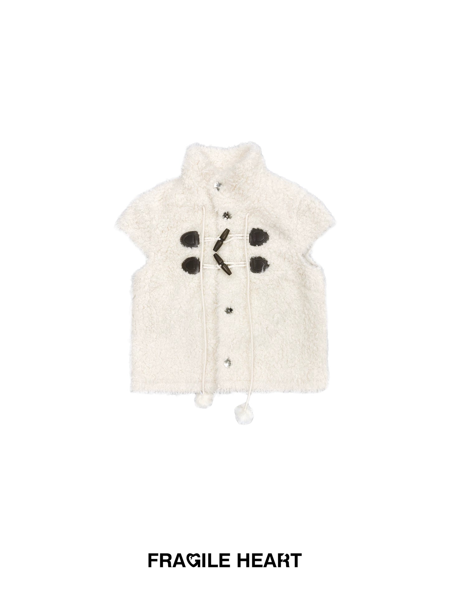 Stand Collar Faux Fur Vest With Short Sleeves