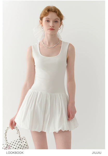 Sleeveless Bubble Skirt Dress In Minimalist Style