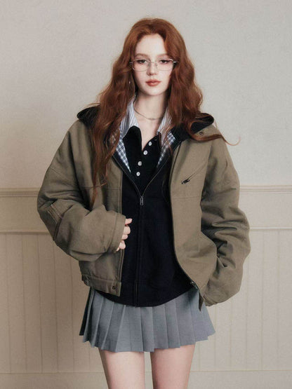 90S Style Quilted Workwear Short Jacket