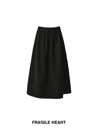 Lace-Collared Glitter Twill Jacket & Maxi Skirt