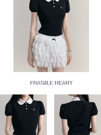 Contrast Color Round Collar Short Polo Shirt