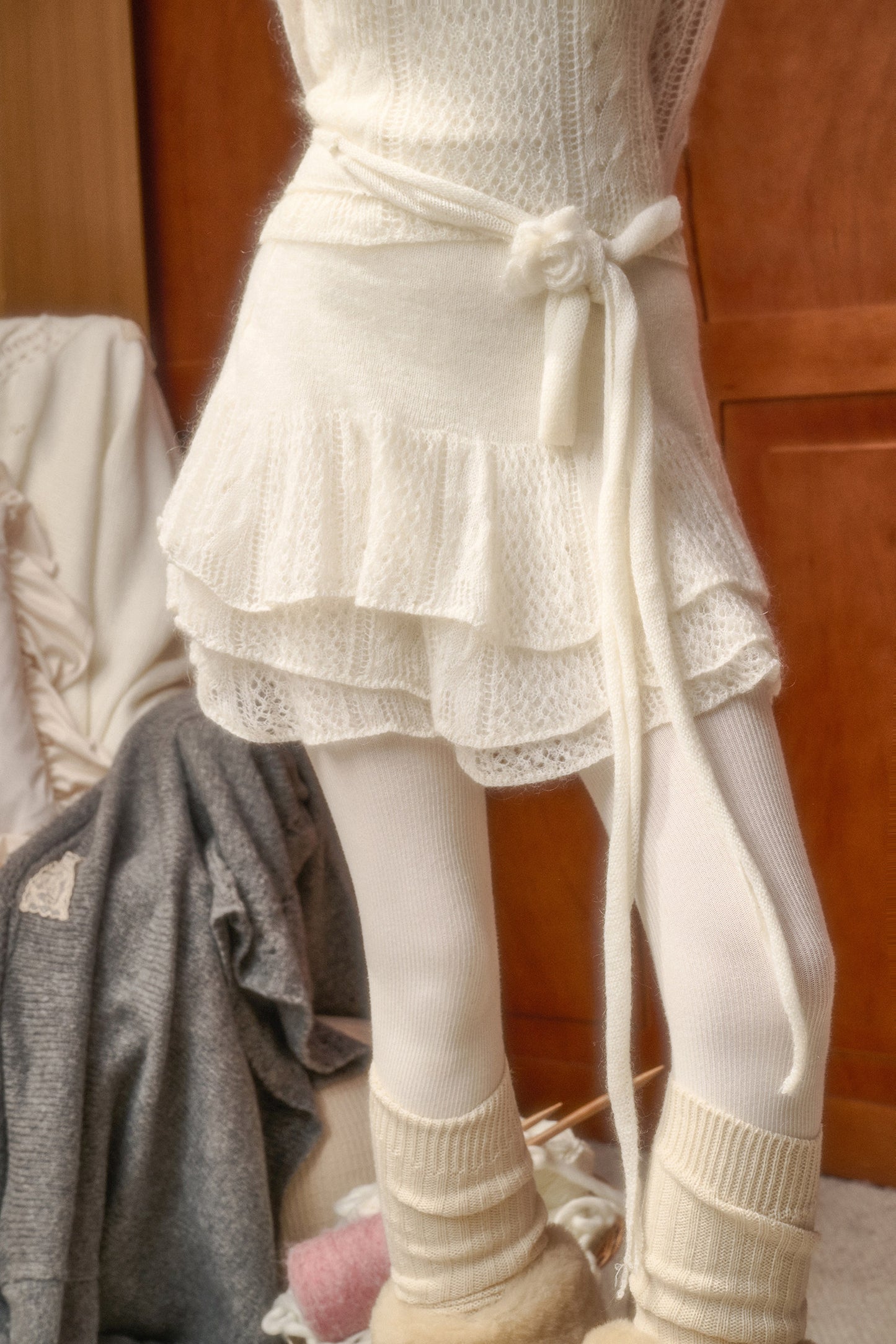 Mohair Blend Open Knit Top, Skirt & Sleeveless Top