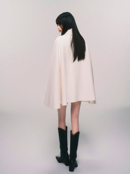 100% Wool Double-Layered Cape Coat