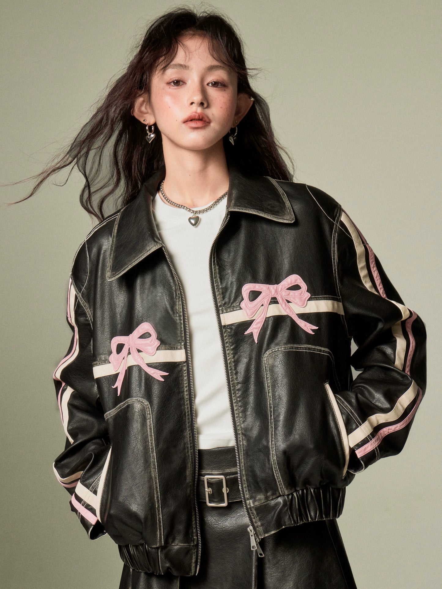 Bow Retro Leather Jacket