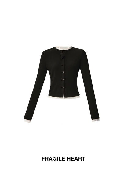 Layered-Look Ribbed Top With Rose Accent