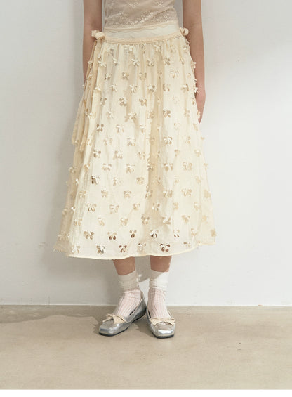 Floral Cut-Out Yoke Skirt