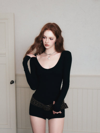 Stretch Rib-Knit Jumpsuit With Belt