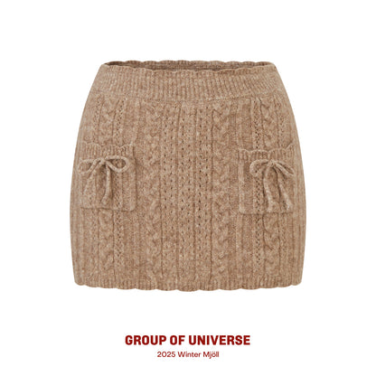 Slouchy Off-Shoulder Knit Top, Skirt & Shorts