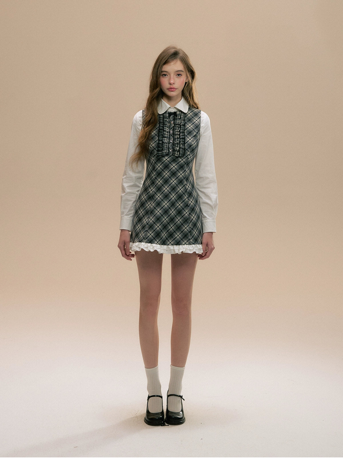 Peter Pan Collar Frilled A-Line Mini Dress