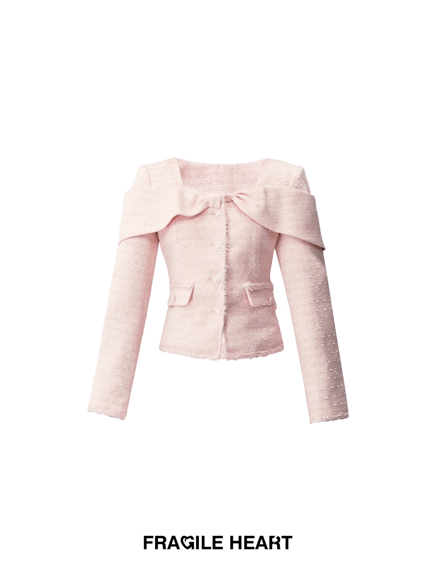 Bow Motif Fitted Tweed Top And Skirt