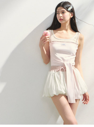 Sleeveless Patchwork Top With Tie Detail