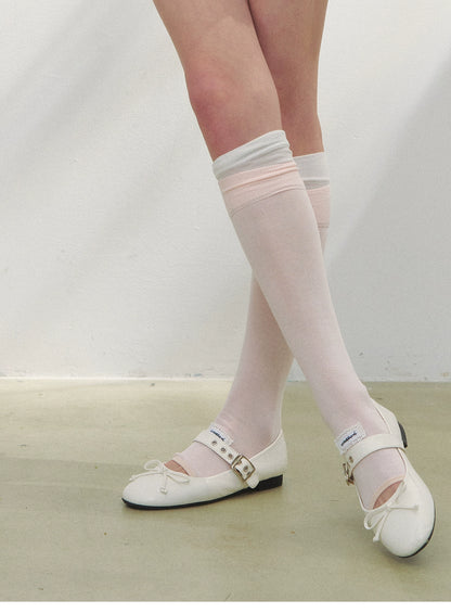 Contrast Stacked Sheer Open-Toe Socks