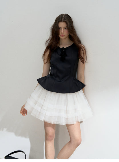 Sleeveless Faux Two-Piece Tutu Dress
