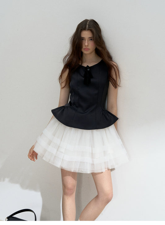 Sleeveless Faux Two-Piece Tutu Dress