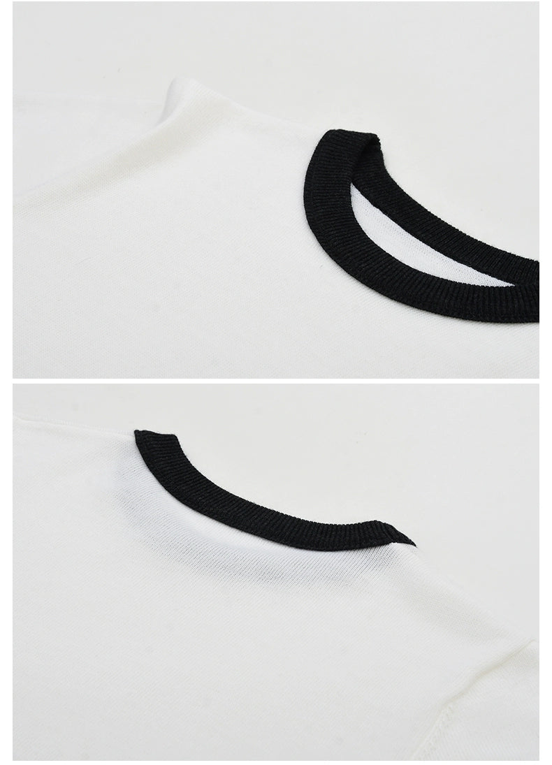 Clean Contrast-Tipped Knit Top