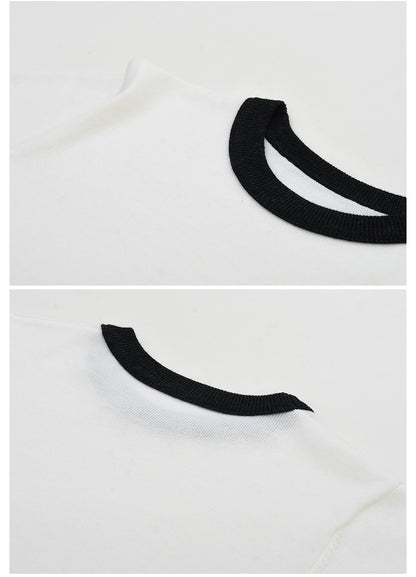 Clean Contrast-Tipped Knit Top