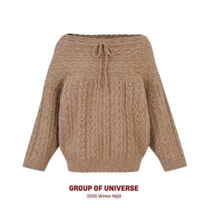 Slouchy Off-Shoulder Knit Top, Skirt & Shorts