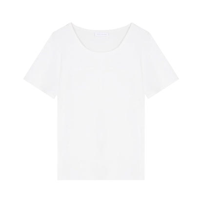 Basic Deep Round Neck Three-Dimensional Waffle T-Shirt